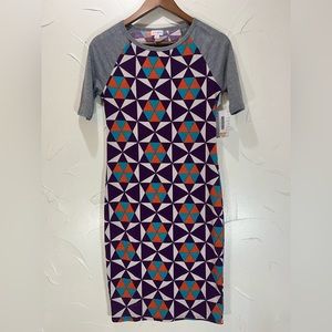 NWT LuLaRoe Julia Raglan Geometric Pattern Dress SZ XS